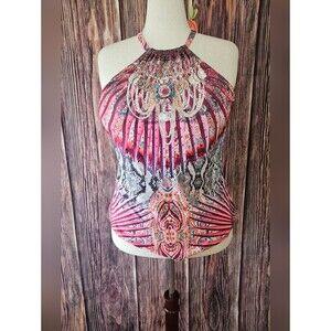 New Venus Jewel Print Halter Tankini Top Plus Size 20